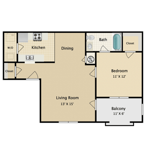 a floor plan of a small house with a kitchen and a living room